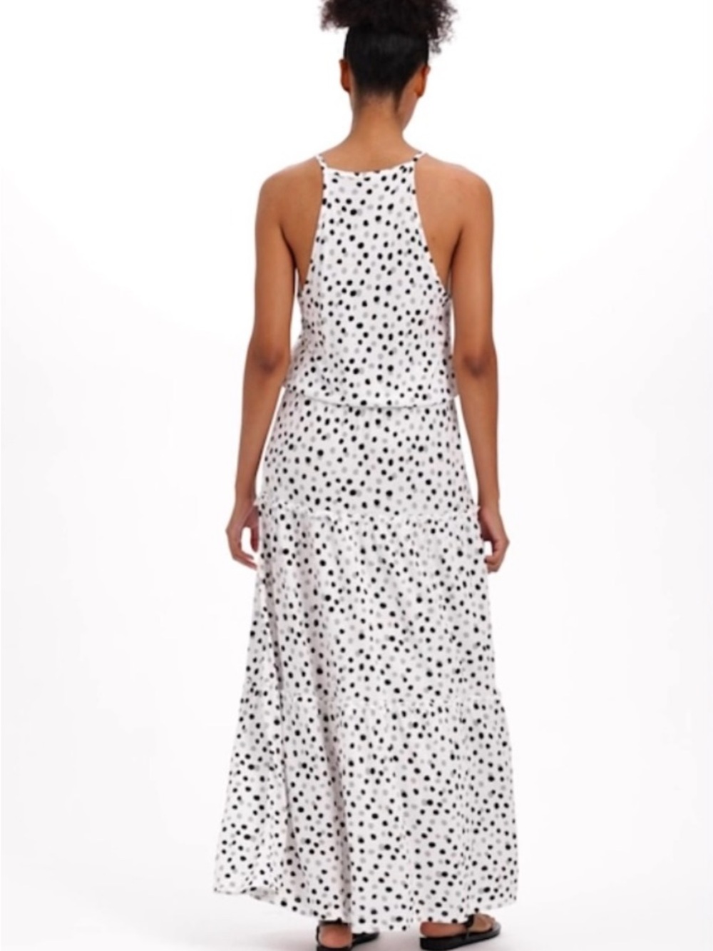 White Polka Dot Racerback Maxi Dress